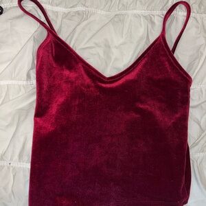 Forever 21 Red Velvet Fitted Tank-top
